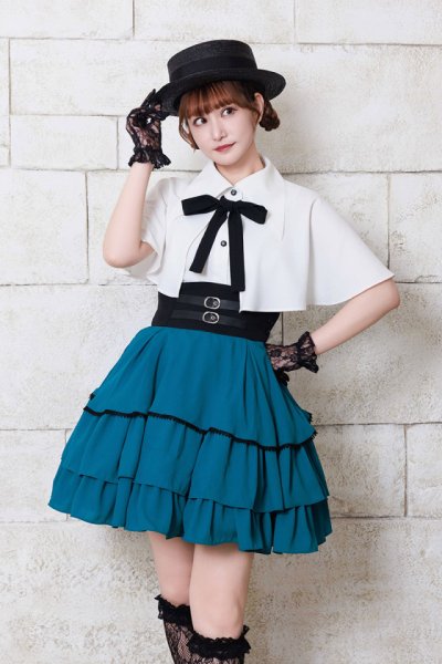 Photo1: [WEB/Harajuku Store Limited Product] Skirt Beline | Green x Black (1)
