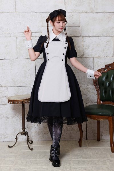 Photo1: One-piece Vani short sleeves | Black x white (1)